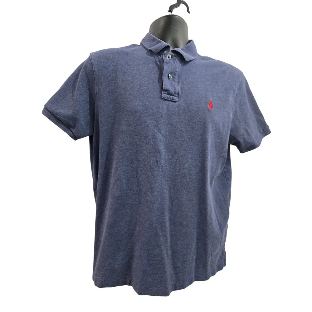 Polo Ralph Lauren Polo Shirt Classic Fit‎ Men's Large Blue Stretch Mesh Logo